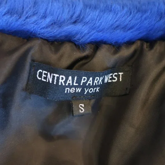 Womens Central Park West Black Blue Faux Fur Collar Puffer Bomber Jacket S * - Picture 11 of 12